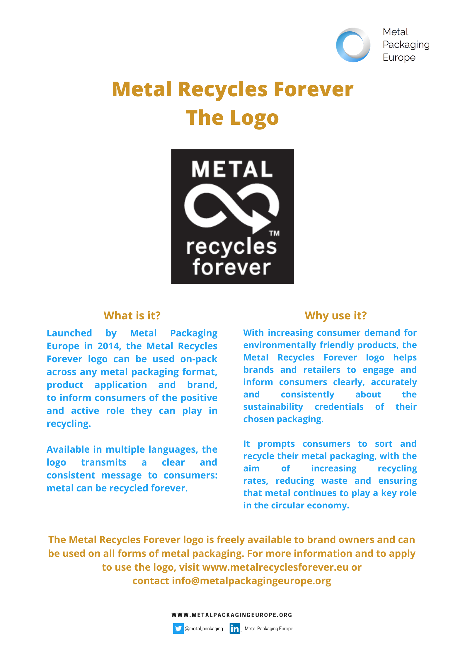 Metal Recycles Forever Logo Factsheet